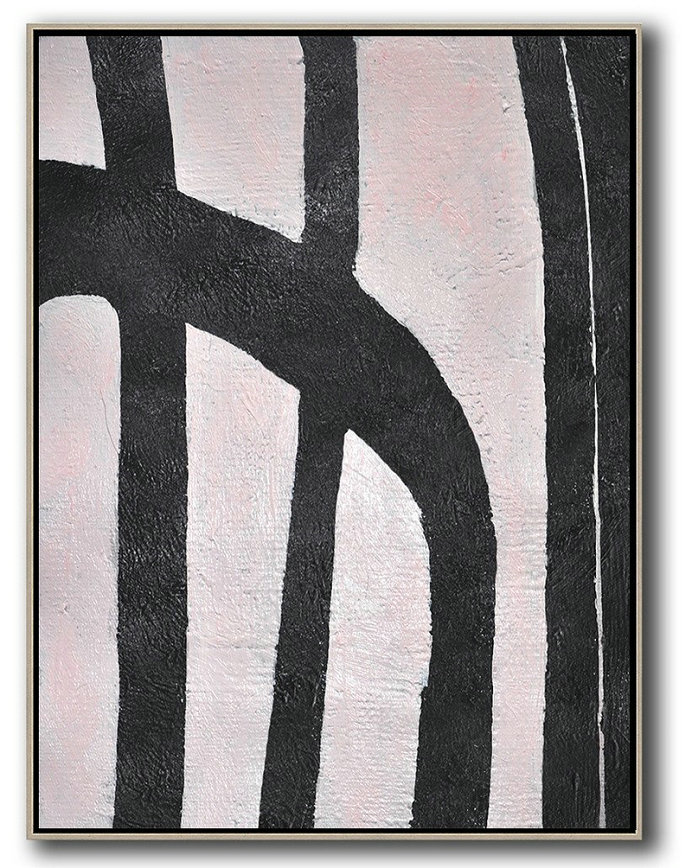 Extra Large Textured Painting On Canvas,Hand-Painted Black And White Minimal Painting On Canvas,Hand Painted Abstract Art